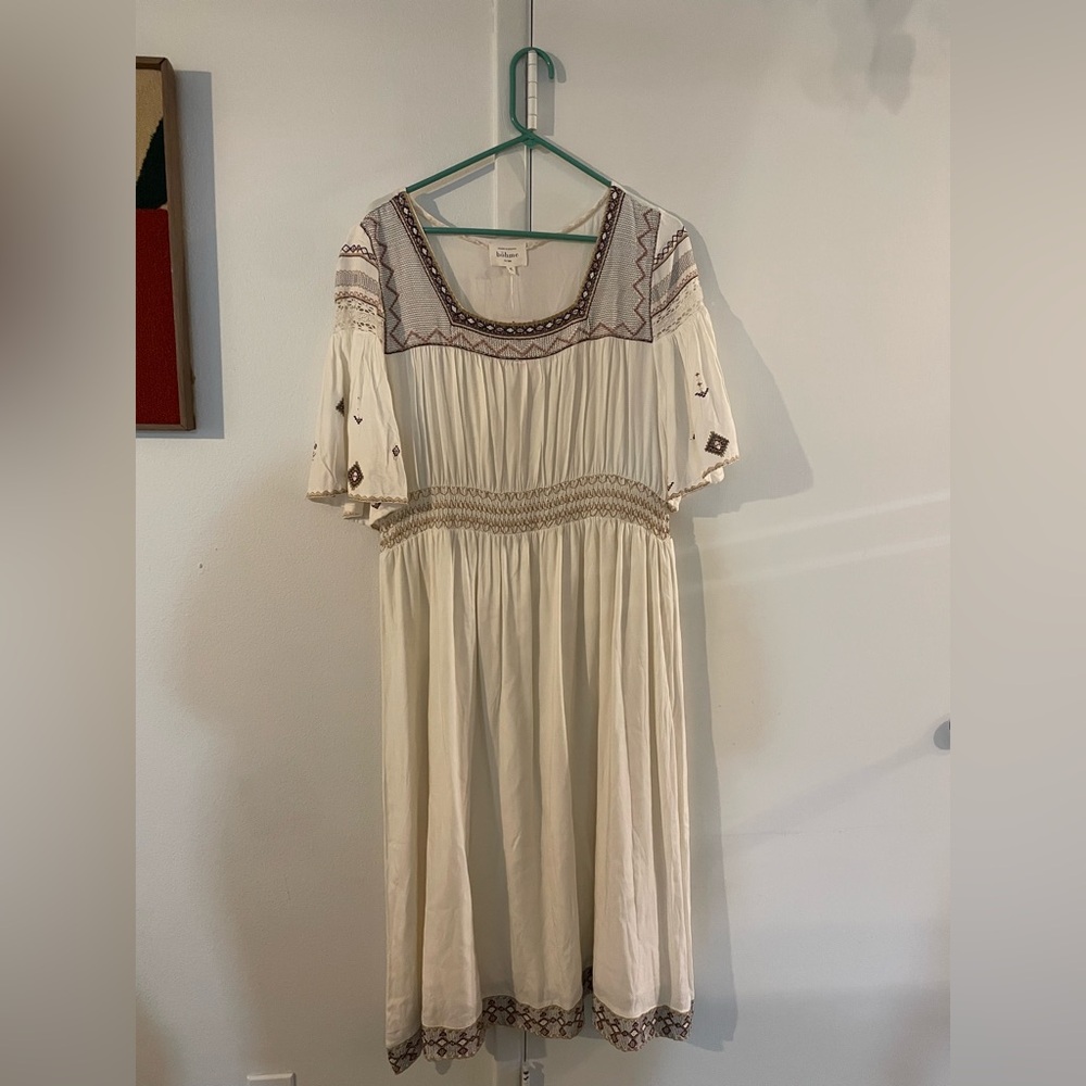 Bohme Cream and Brown Embroidered Maxi Dress